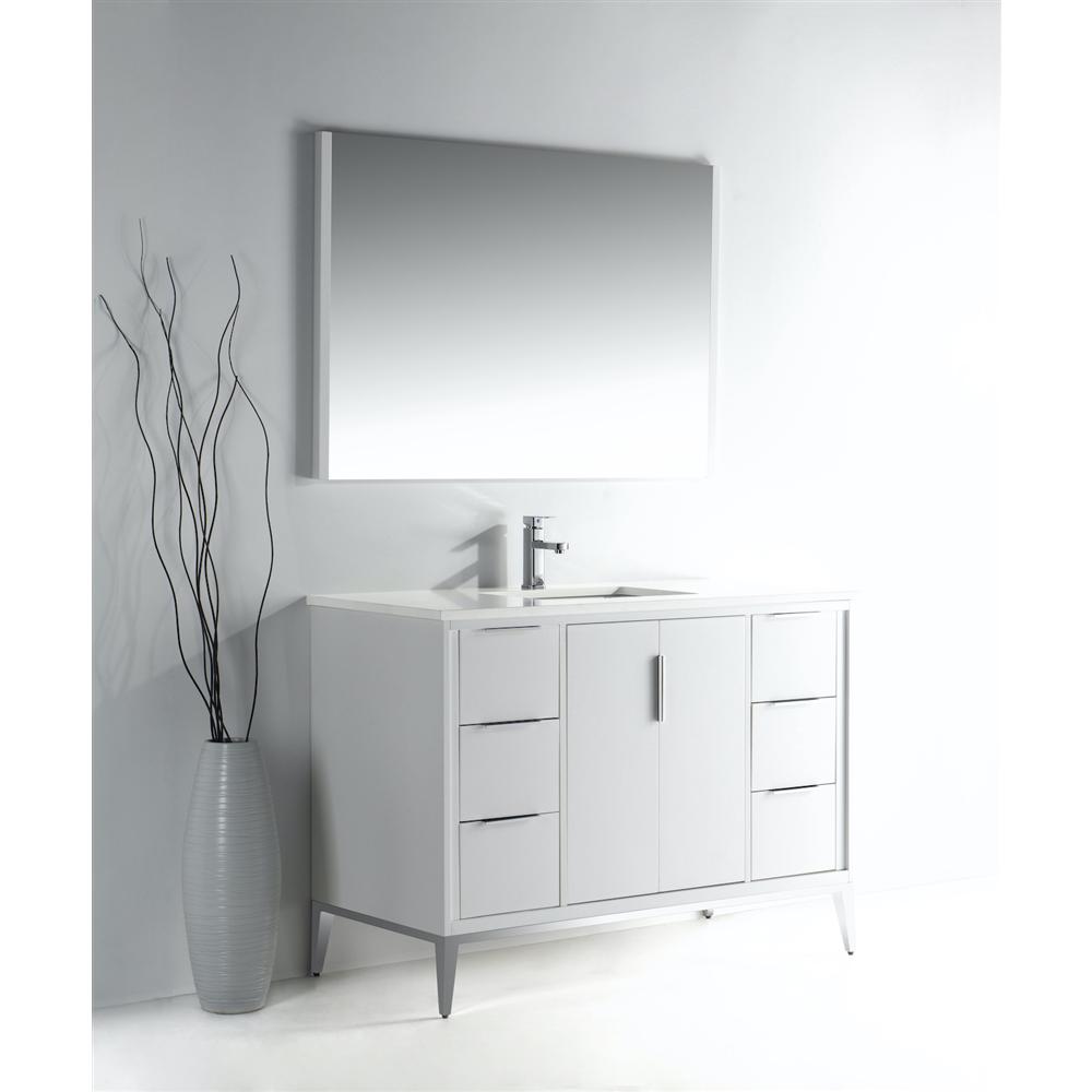 Divani 48'' Gloss White Vanity W/ Quartz Counter Top (Back Splash Free)