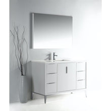Divani 48'' Gloss White Vanity W/ Quartz Counter Top (Back Splash Free)