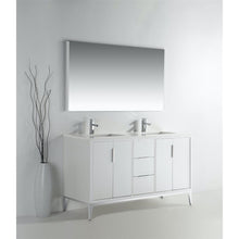 Divani 60'' Gloss White Vanity W/ Quartz Counter Top (Back Splash Free)