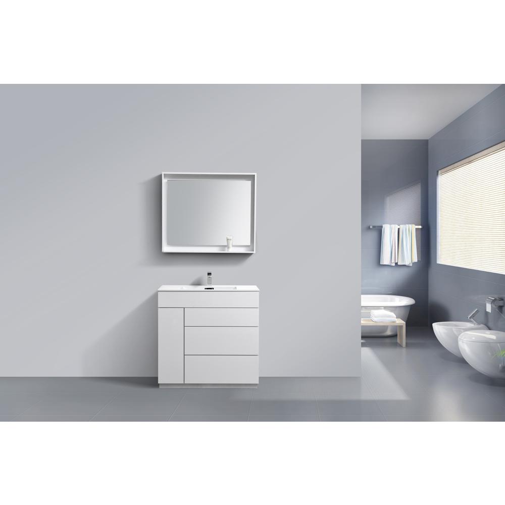 Milano 36" High Glossy White  Modern Bathroom Vanity