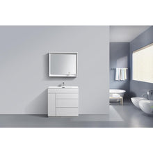 Milano 36" High Glossy White  Modern Bathroom Vanity
