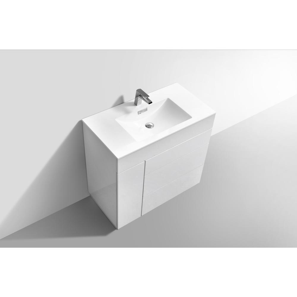 Milano 36" High Glossy White  Modern Bathroom Vanity