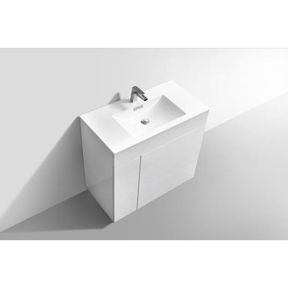 Milano 36" High Glossy White  Modern Bathroom Vanity