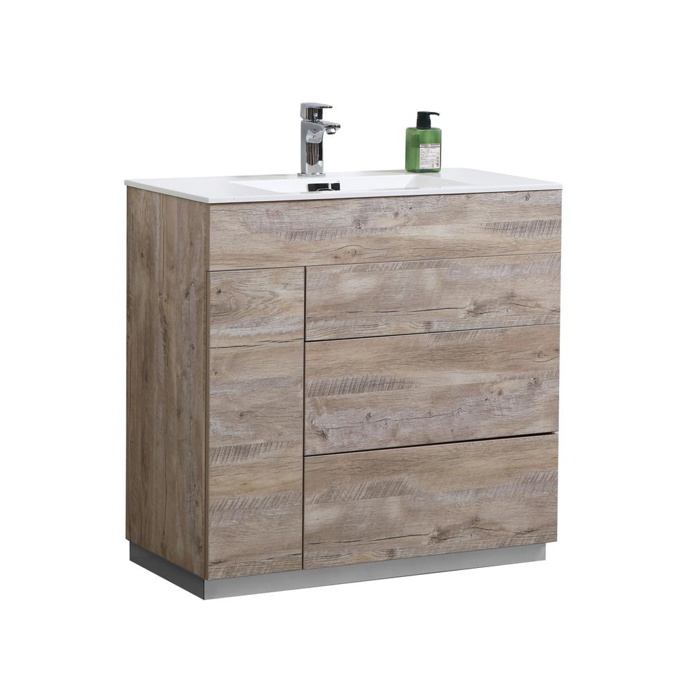 Milano 36" Nature Wood Modern Bathroom Vanity