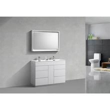 Milano 48" Double Sink High Glossy White  Modern Bathroom Vanity