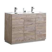 Milano 48" Double Sink  Nature Wood Modern Bathroom Vanity