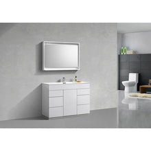 Milano 48" Single Sink High Glossy White  Modern Bathroom Vanity