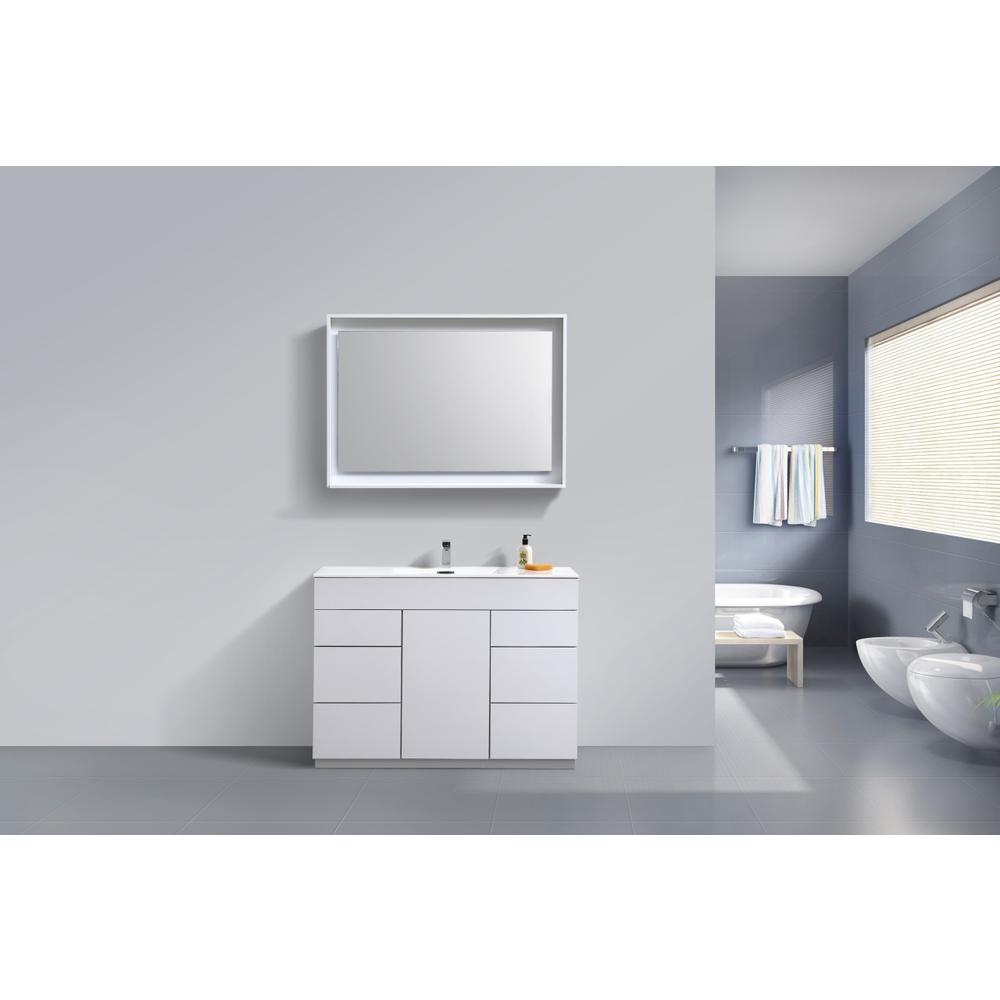 Milano 48" Single Sink High Glossy White  Modern Bathroom Vanity