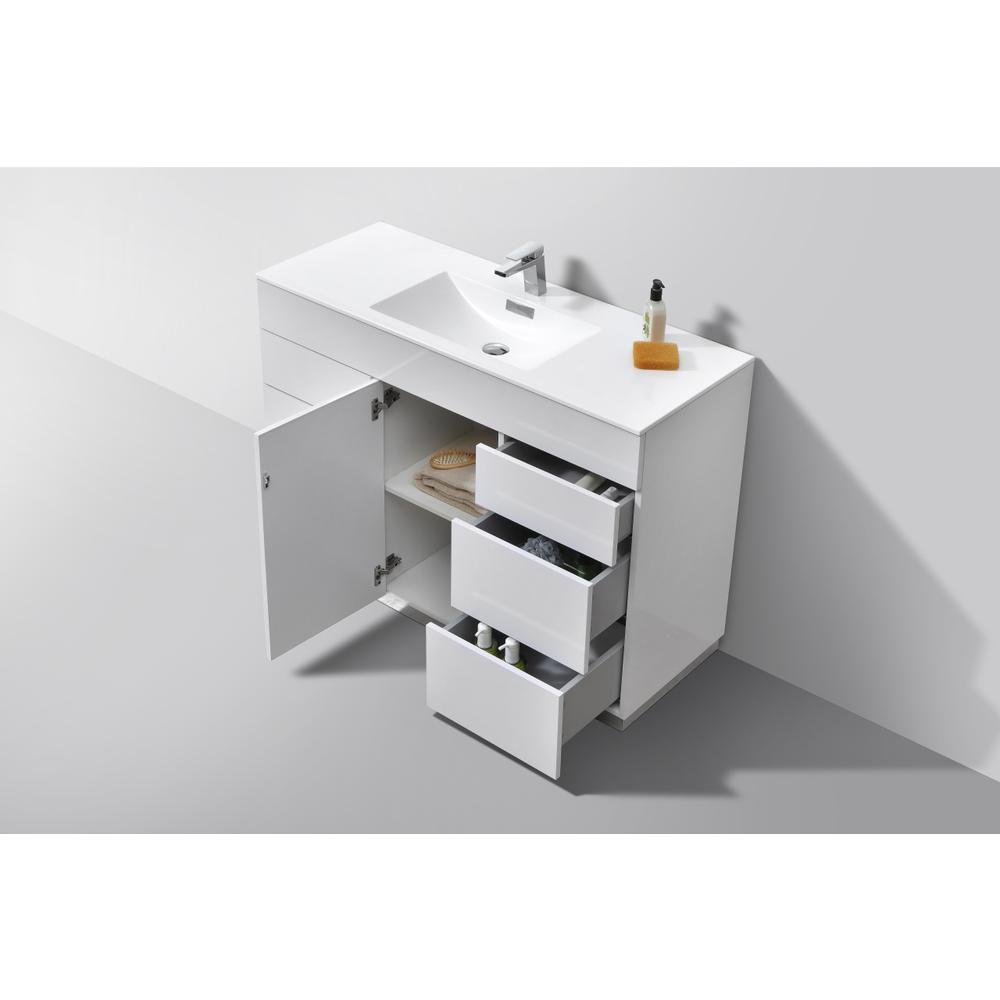 Milano 48" Single Sink High Glossy White  Modern Bathroom Vanity