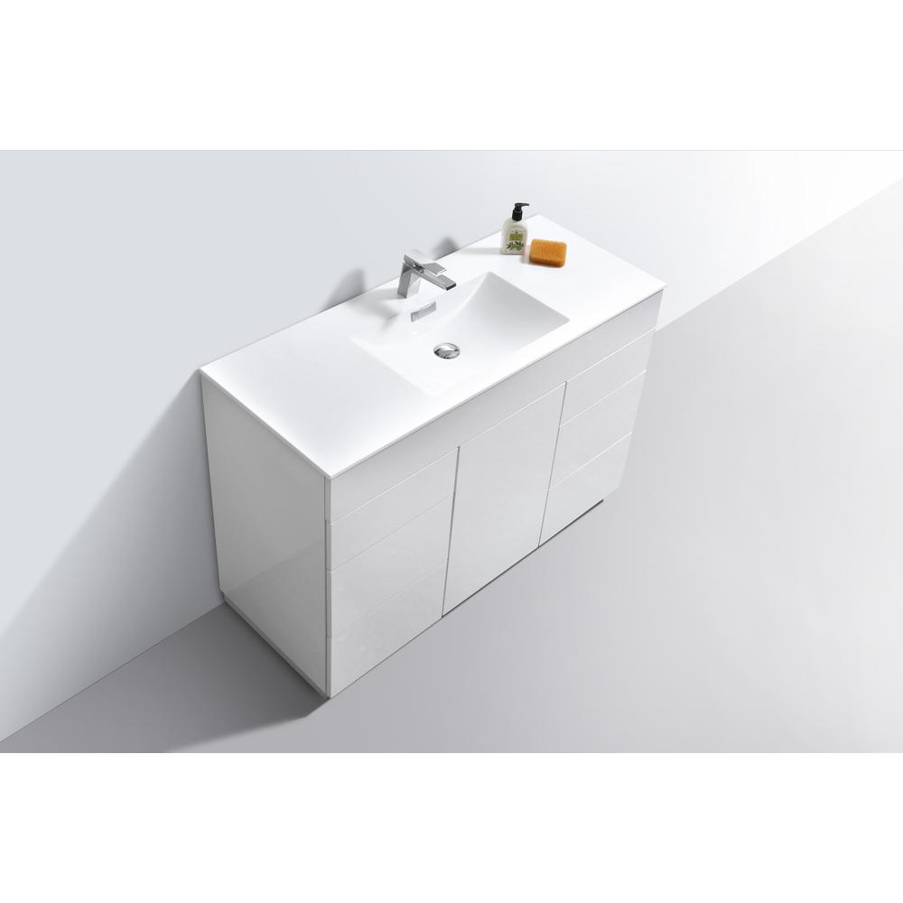 Milano 48" Single Sink High Glossy White  Modern Bathroom Vanity