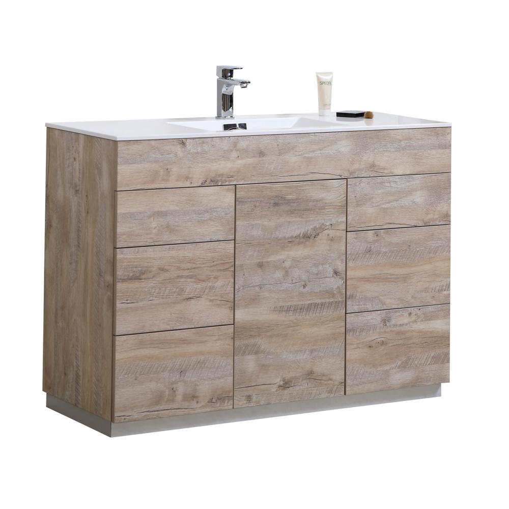 Milano 48" Single Sink Nature Wood Modern Bathroom Vanity