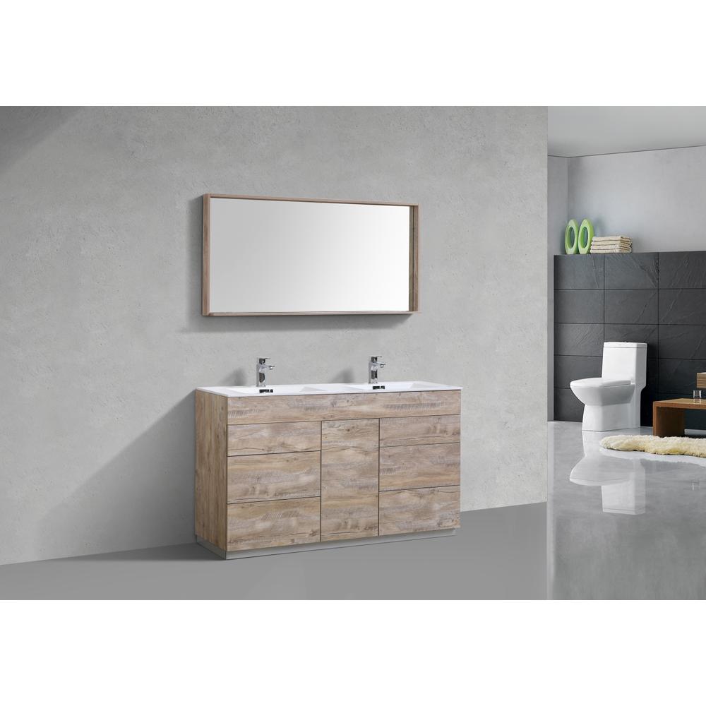 Milano 60"Double Sink Nature Wood Modern Bathroom Vanity