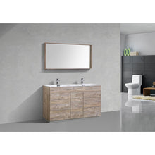 Milano 60"Double Sink Nature Wood Modern Bathroom Vanity