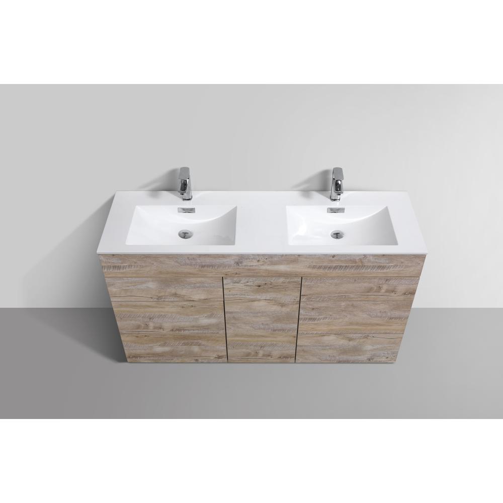Milano 60"Double Sink Nature Wood Modern Bathroom Vanity