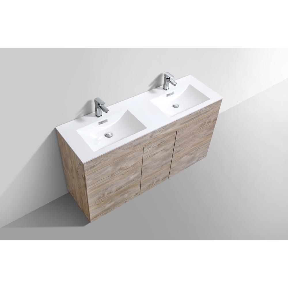 Milano 60"Double Sink Nature Wood Modern Bathroom Vanity
