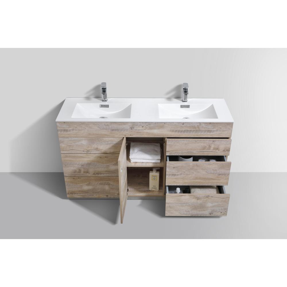 Milano 60"Double Sink Nature Wood Modern Bathroom Vanity