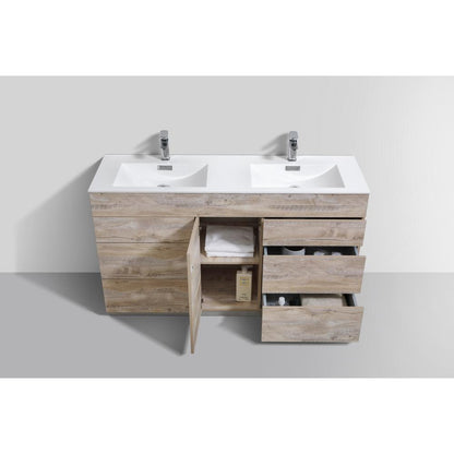 Milano 60"Double Sink Nature Wood Modern Bathroom Vanity