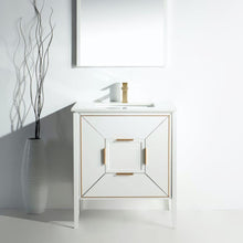 Vetro 30'' Gloss White Vanity W/ Quartz Counter Top (Back Splash Free)