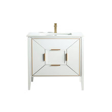 Vetro 36'' Gloss White Vanity W/ Quartz Counter Top (Back Splash Free)