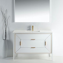Vetro 48'' Gloss White Vanity W/ Quartz Counter Top (Back Splash Free)