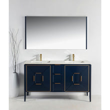 Vetro 60'' Gloss Blue Vanity W/ Quartz Counter Top (Back Splash Free)