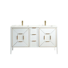 Vetro 60'' Gloss White Vanity W/ Quartz Counter Top (Back Splash Free)