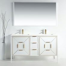 Vetro 60'' Gloss White Vanity W/ Quartz Counter Top (Back Splash Free)