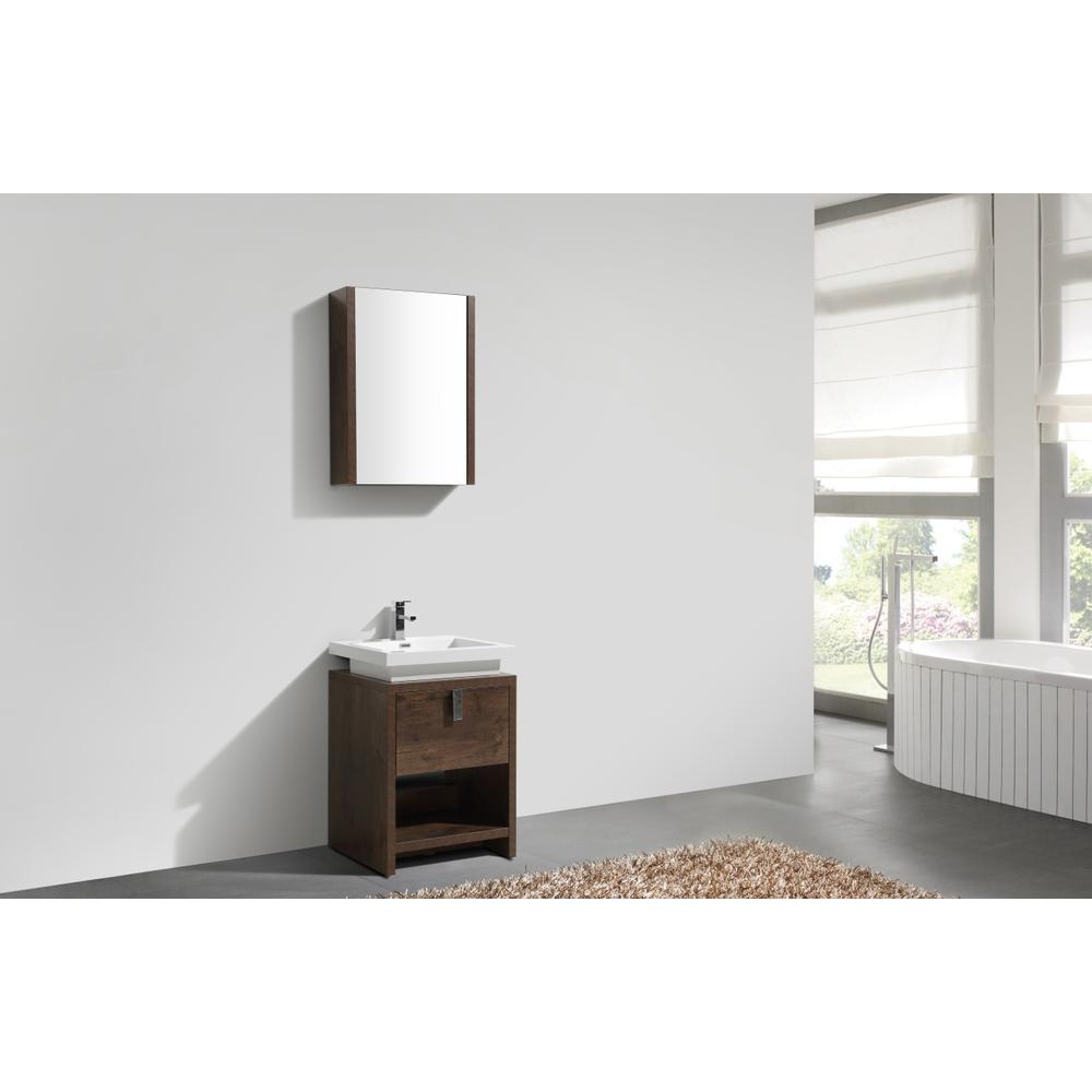 Levi 24" Rose Wood Modern Bathroom Vanity w/ Cubby Hole