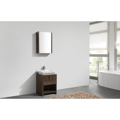 Levi 24" Rose Wood Modern Bathroom Vanity w/ Cubby Hole