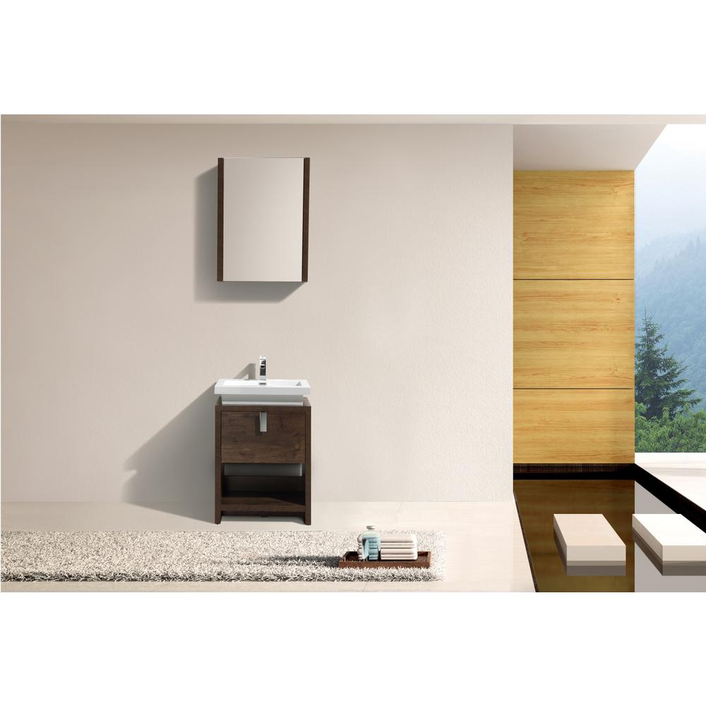 Levi 24" Rose Wood Modern Bathroom Vanity w/ Cubby Hole