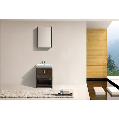 Levi 24" Rose Wood Modern Bathroom Vanity w/ Cubby Hole