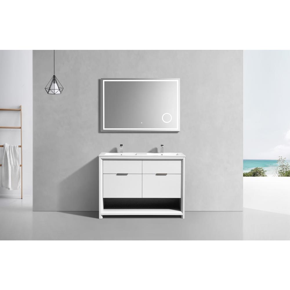 NUDO 48″ Double Sink Modern bathroom Vanity in Gloss White Finish