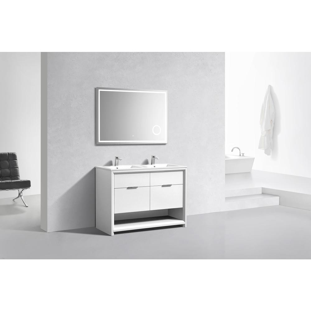 NUDO 48″ Double Sink Modern bathroom Vanity in Gloss White Finish