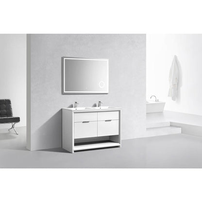 NUDO 48″ Double Sink Modern bathroom Vanity in Gloss White Finish