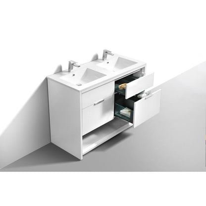 NUDO 48″ Double Sink Modern bathroom Vanity in Gloss White Finish