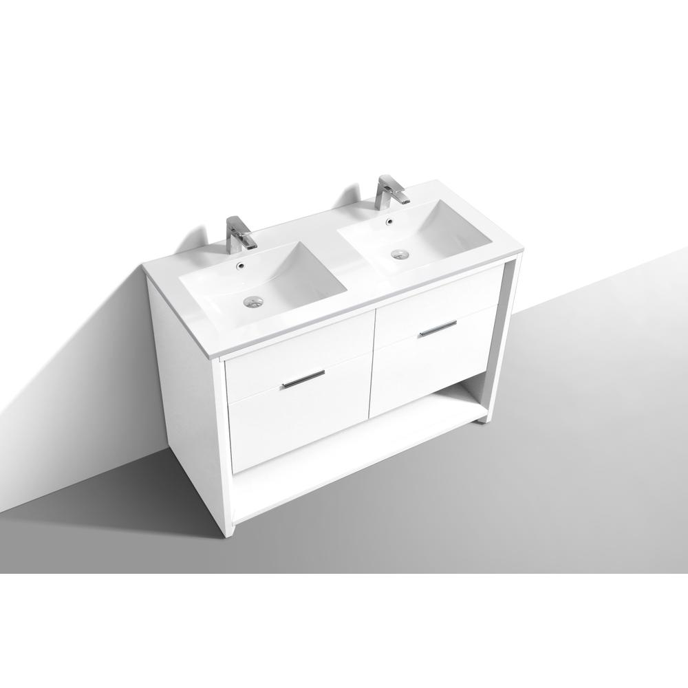 NUDO 48″ Double Sink Modern bathroom Vanity in Gloss White Finish