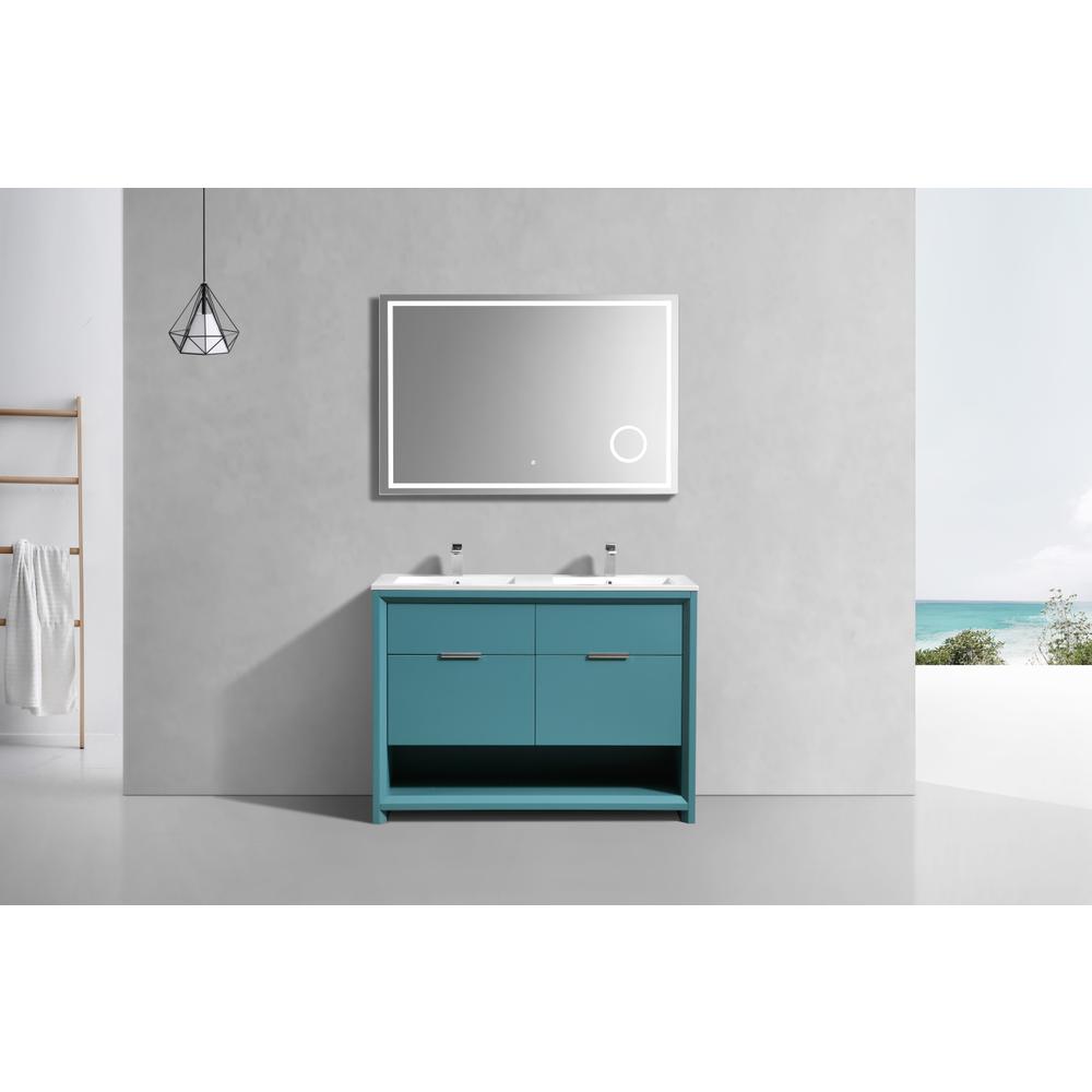 NUDO 48″ Double Sink Modern bathroom Vanity in Teal Green Finish