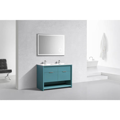 NUDO 48″ Double Sink Modern bathroom Vanity in Teal Green Finish