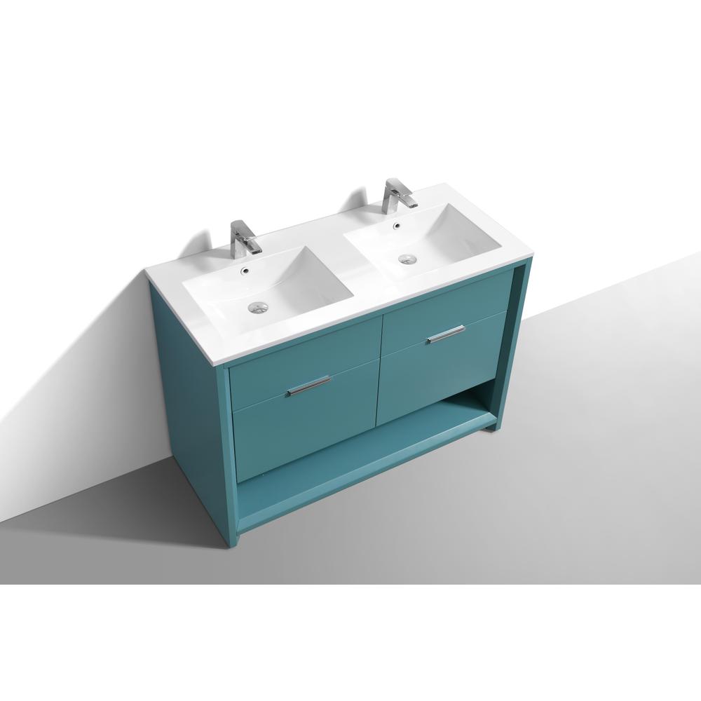 NUDO 48″ Double Sink Modern bathroom Vanity in Teal Green Finish