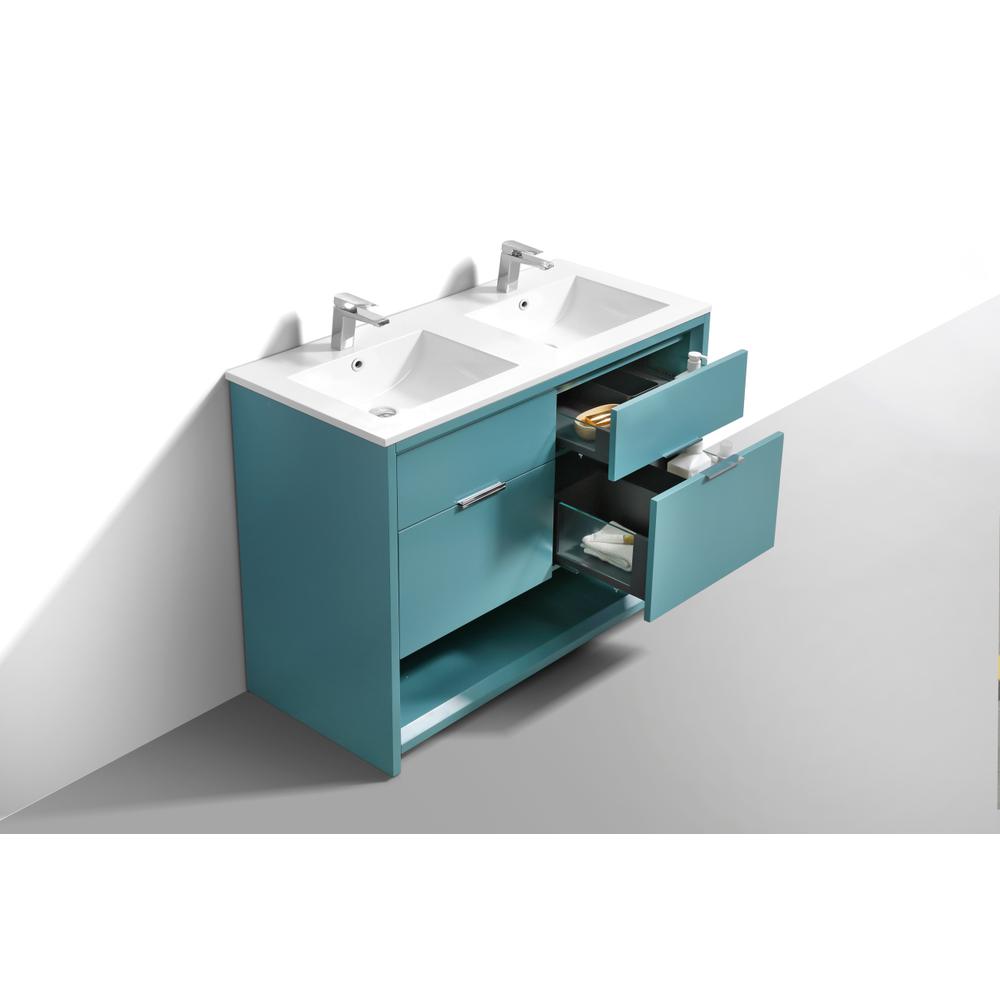 NUDO 48″ Double Sink Modern bathroom Vanity in Teal Green Finish