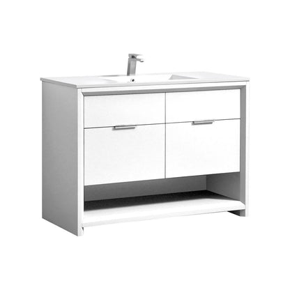 NUDO 48″ Single Sink Modern bathroom Vanity in Gloss White Finish