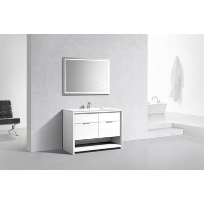 NUDO 48″ Single Sink Modern bathroom Vanity in Gloss White Finish