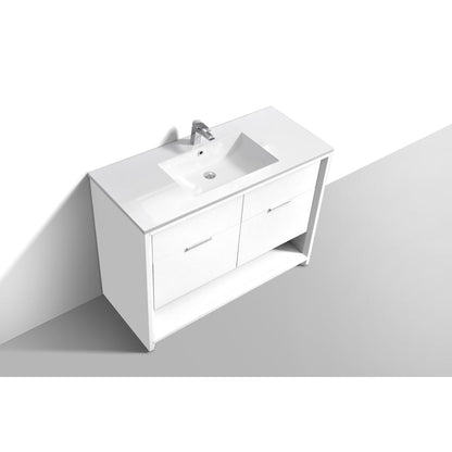 NUDO 48″ Single Sink Modern bathroom Vanity in Gloss White Finish