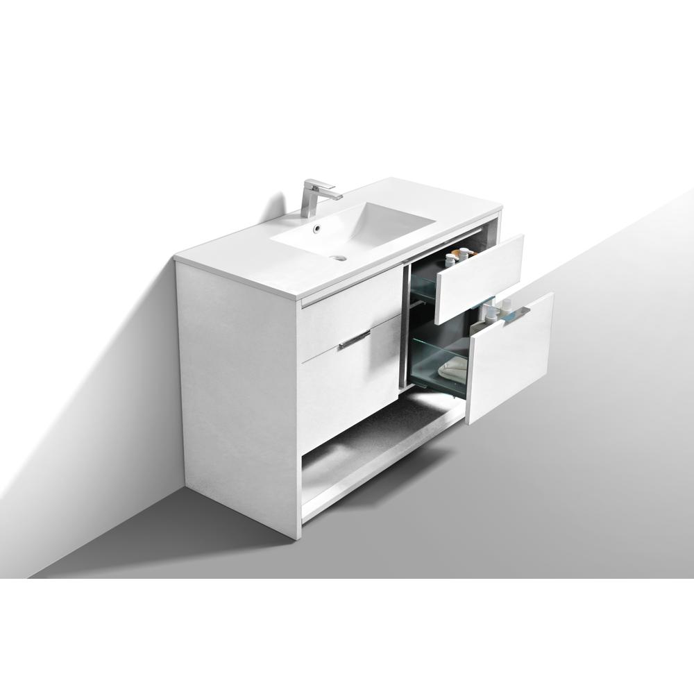 NUDO 48″ Single Sink Modern bathroom Vanity in Gloss White Finish