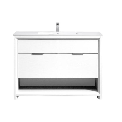 NUDO 48″ Single Sink Modern bathroom Vanity in Gloss White Finish