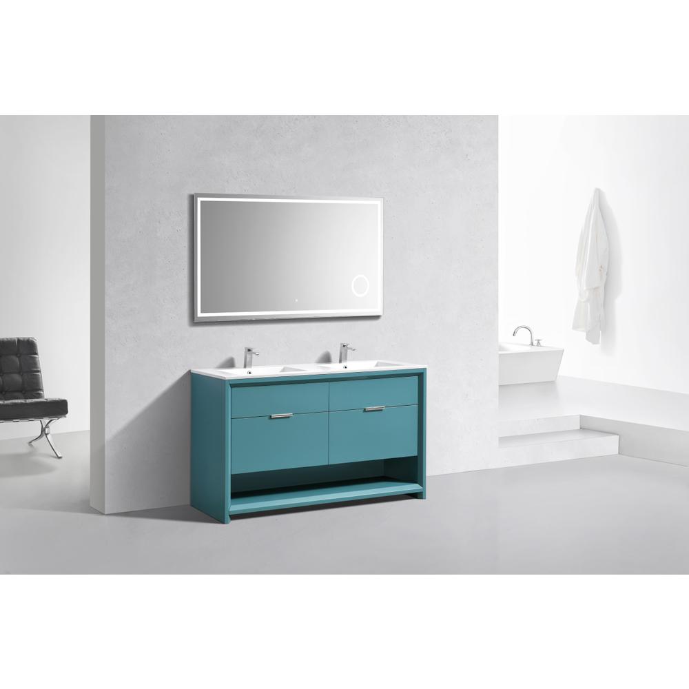 NUDO 60″ Double Sink Modern bathroom Vanity in Teal Green Finish