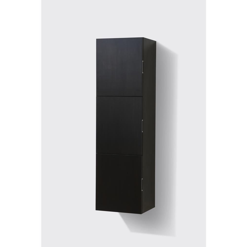 18" Wide by 59" High Linen Side Cabinet With Three Doors in Black Wood Finish