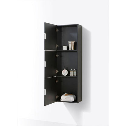 18" Wide by 59" High Linen Side Cabinet With Three Doors in Black Wood Finish