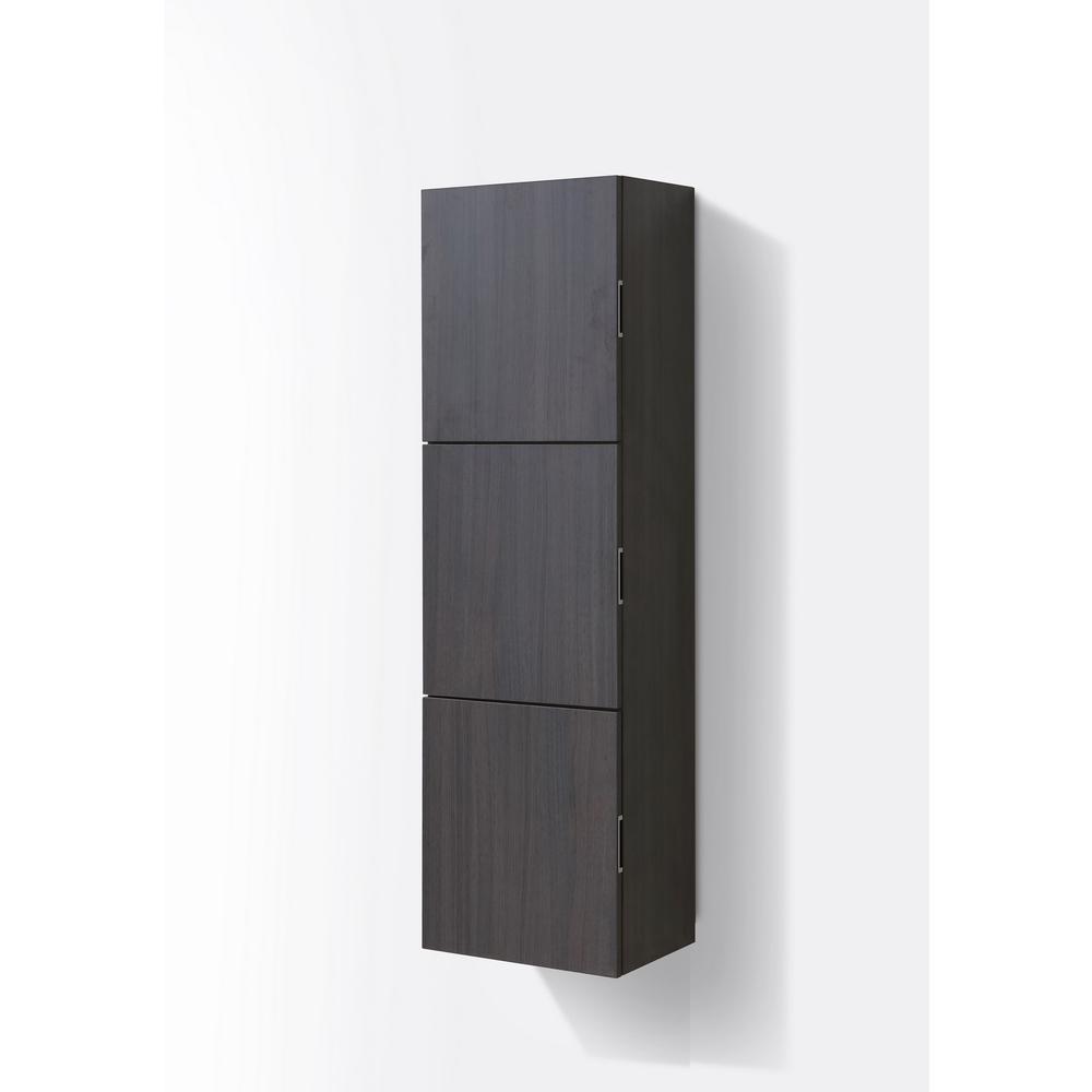 18" Wide by 59" High Linen Side Cabinet With Three Doors in High Gloss Gray Oak