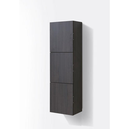 18" Wide by 59" High Linen Side Cabinet With Three Doors in High Gloss Gray Oak